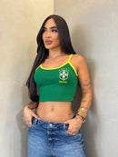 Cropped Brasil Canelado em Ribana Premium