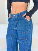 CALÇA JEANS WIDE LEG CARGO MELISSA