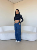 CALÇA JEANS WIDE LEG CARGO MELISSA