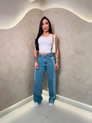 Calça Jeans Wide Leg Listra