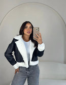 Jaqueta de Courino Com tecido de Pelo Zara